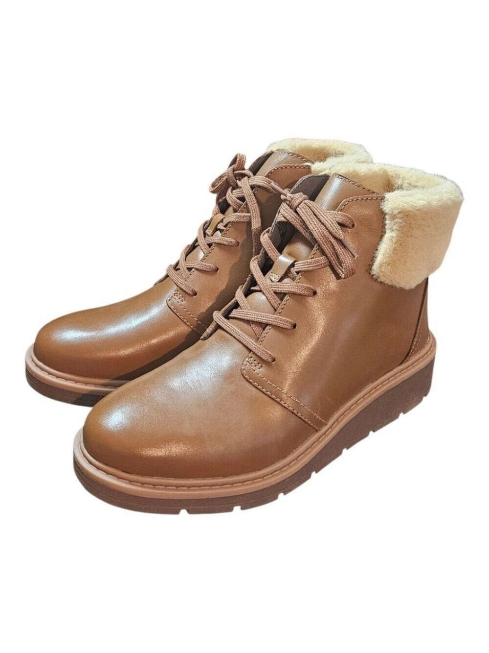 Clarks Brown Beige Fur Lined Winter Boots US Multiple Sizes - Picture 2 of 13